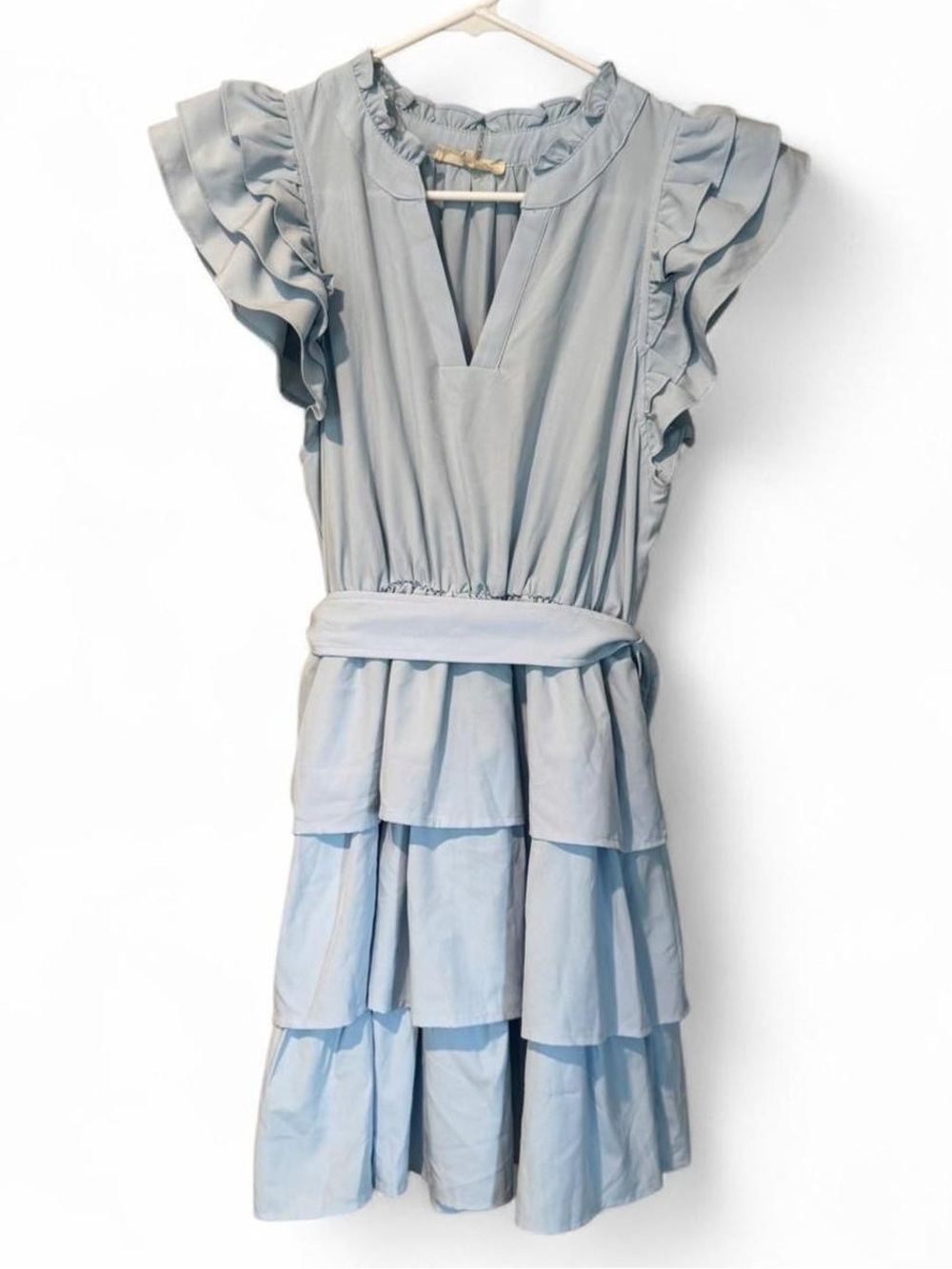 Ruffle Tiered Dress in Light Blue - Classic Party Dress